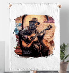 Guitar Tells His Story Sherpa Blanket - Beyond T-shirts