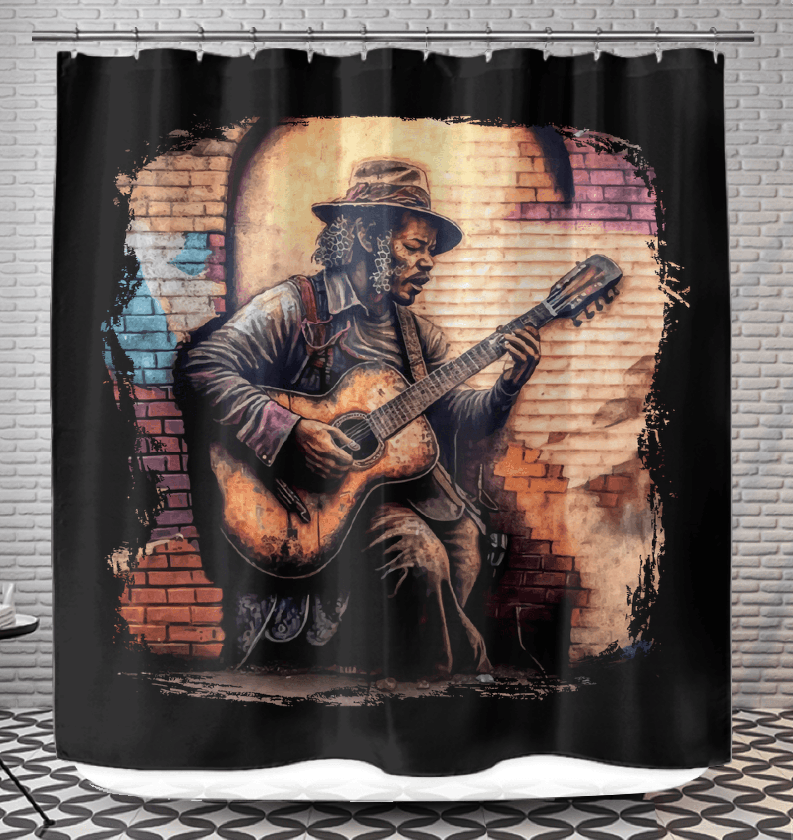 Guitar Tells His Story Shower Curtain - Beyond T-shirts