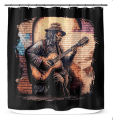 Guitar Tells His Story Shower Curtain - Beyond T-shirts