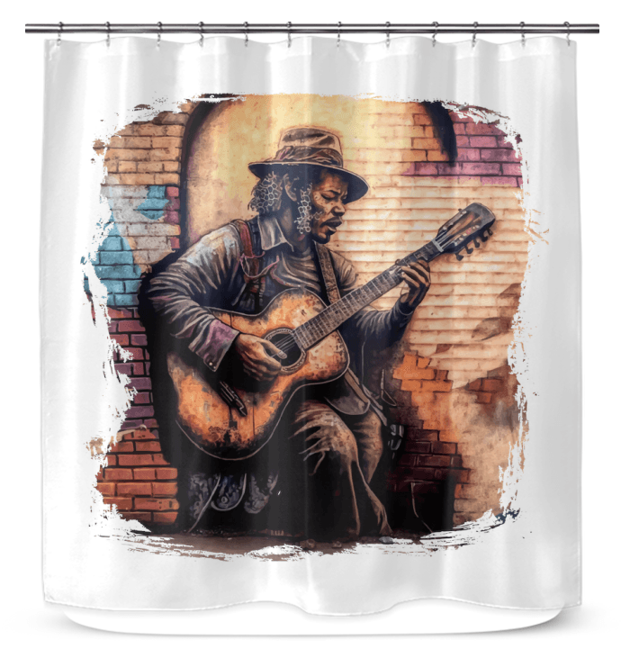 Guitar Tells His Story Shower Curtain - Beyond T-shirts