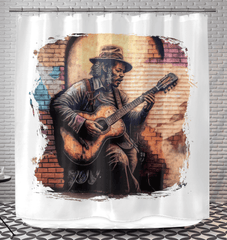 Guitar Tells His Story Shower Curtain - Beyond T-shirts