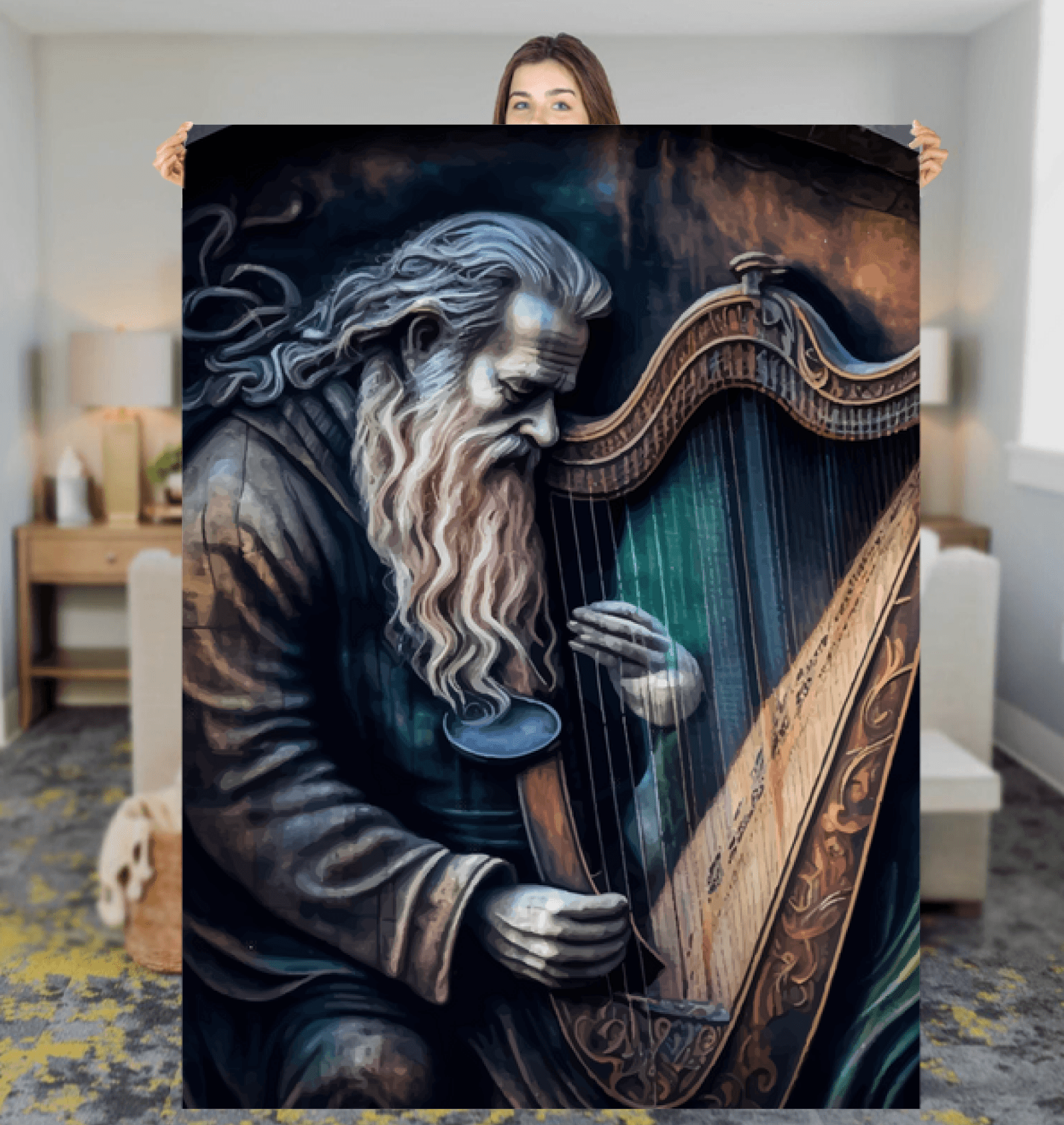 He's A Harp Wizard Sherpa Blanket - Beyond T-shirts