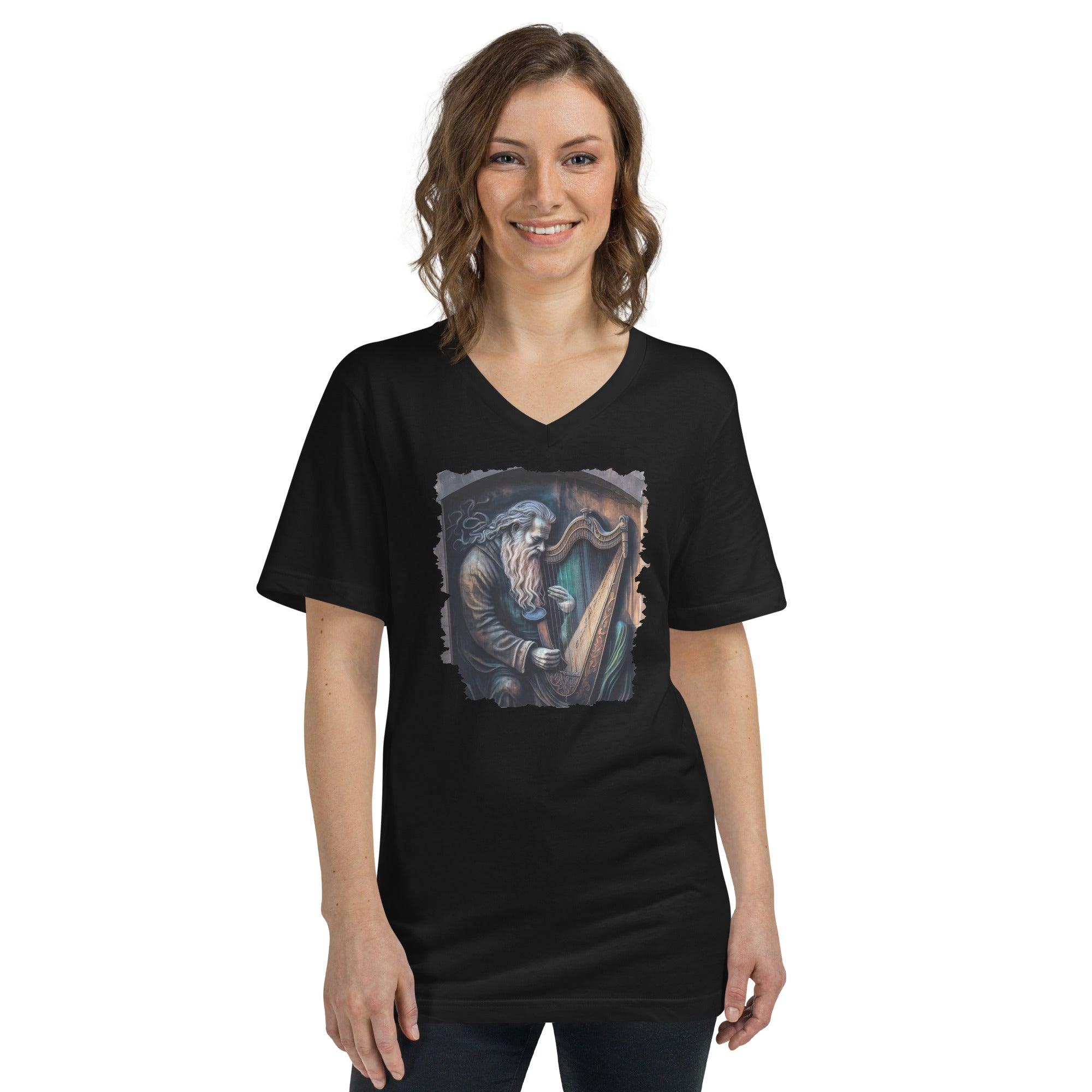 He's A Harp Wizard Unisex Short Sleeve V-Neck T-Shirt - Beyond T-shirts