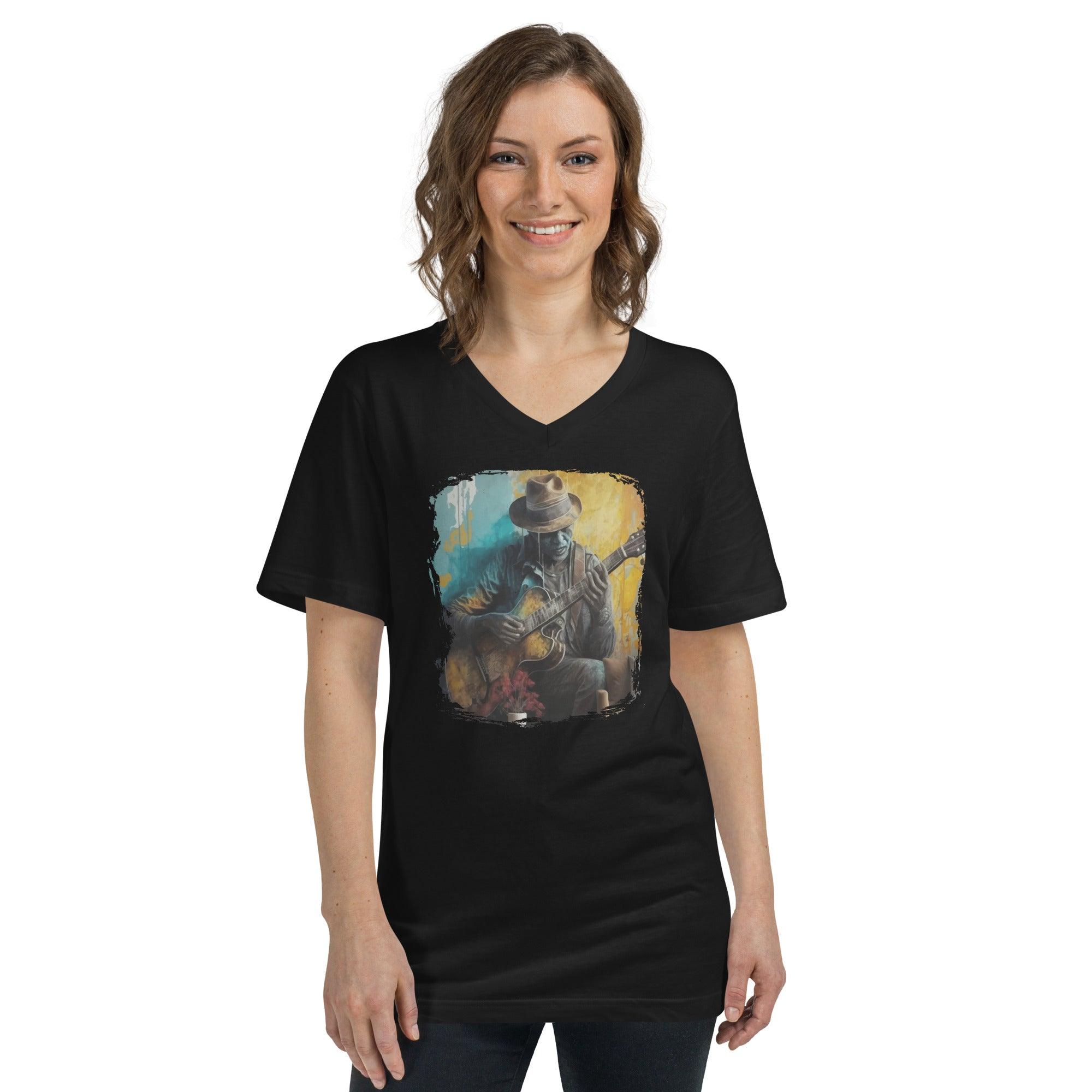 He's A Six-String Wizard Unisex Short Sleeve V-Neck T-Shirt - Beyond T-shirts