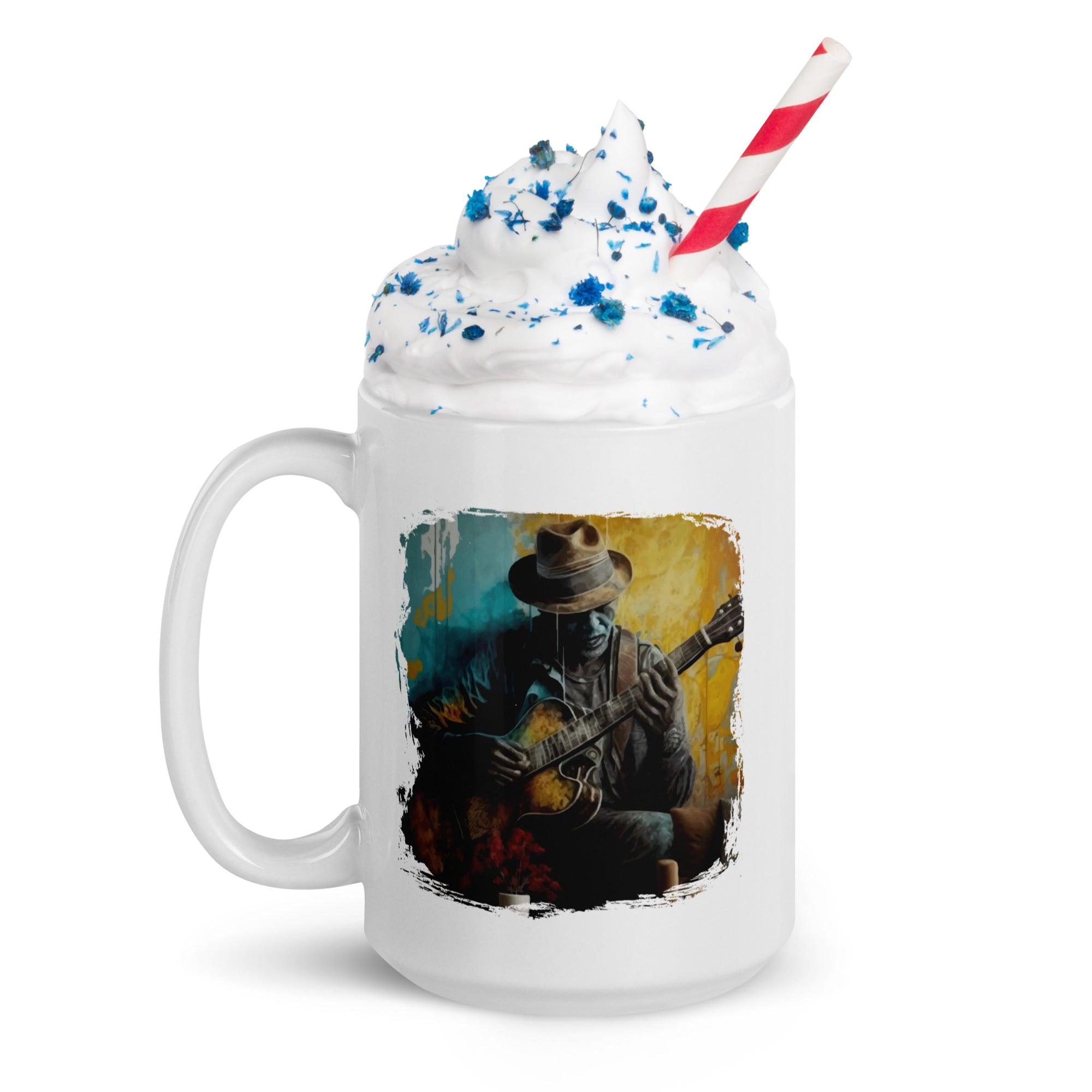 He's A Six-String Wizard White glossy mug - Beyond T-shirts