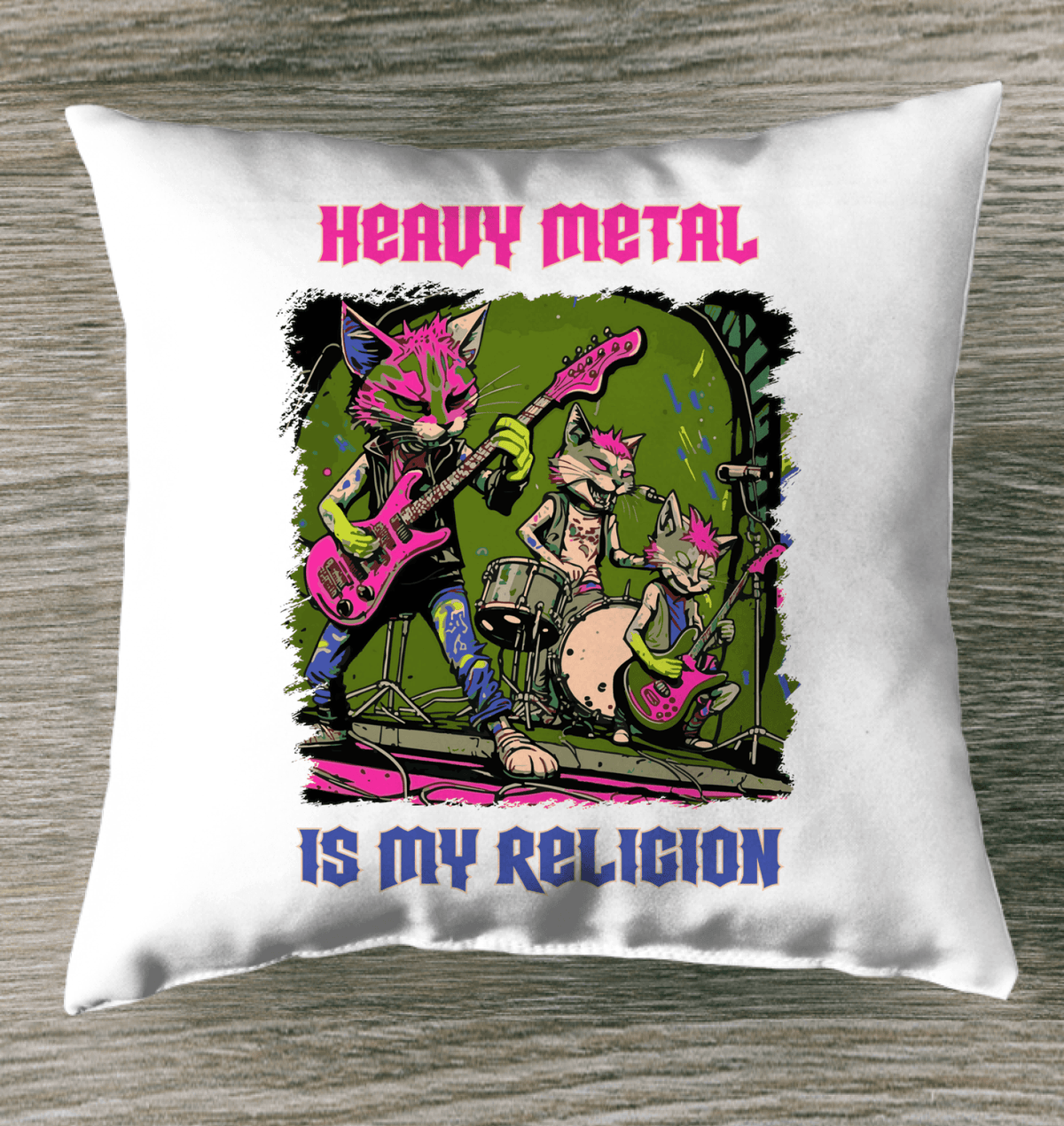 Heavy Metal Is My Religion Outdoor Pillow - Beyond T-shirts