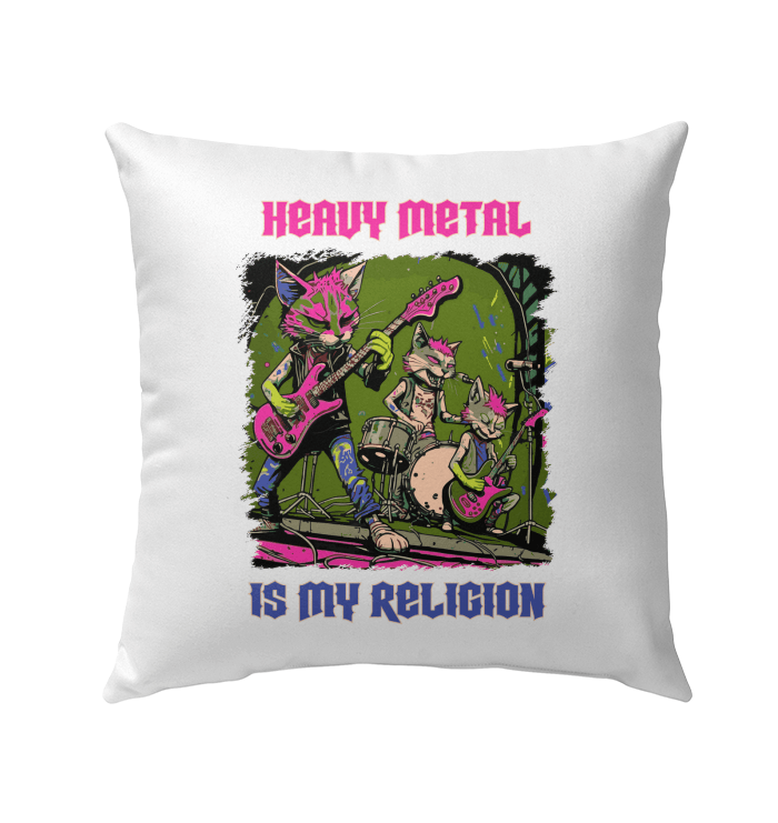 Heavy Metal Is My Religion Outdoor Pillow - Beyond T-shirts