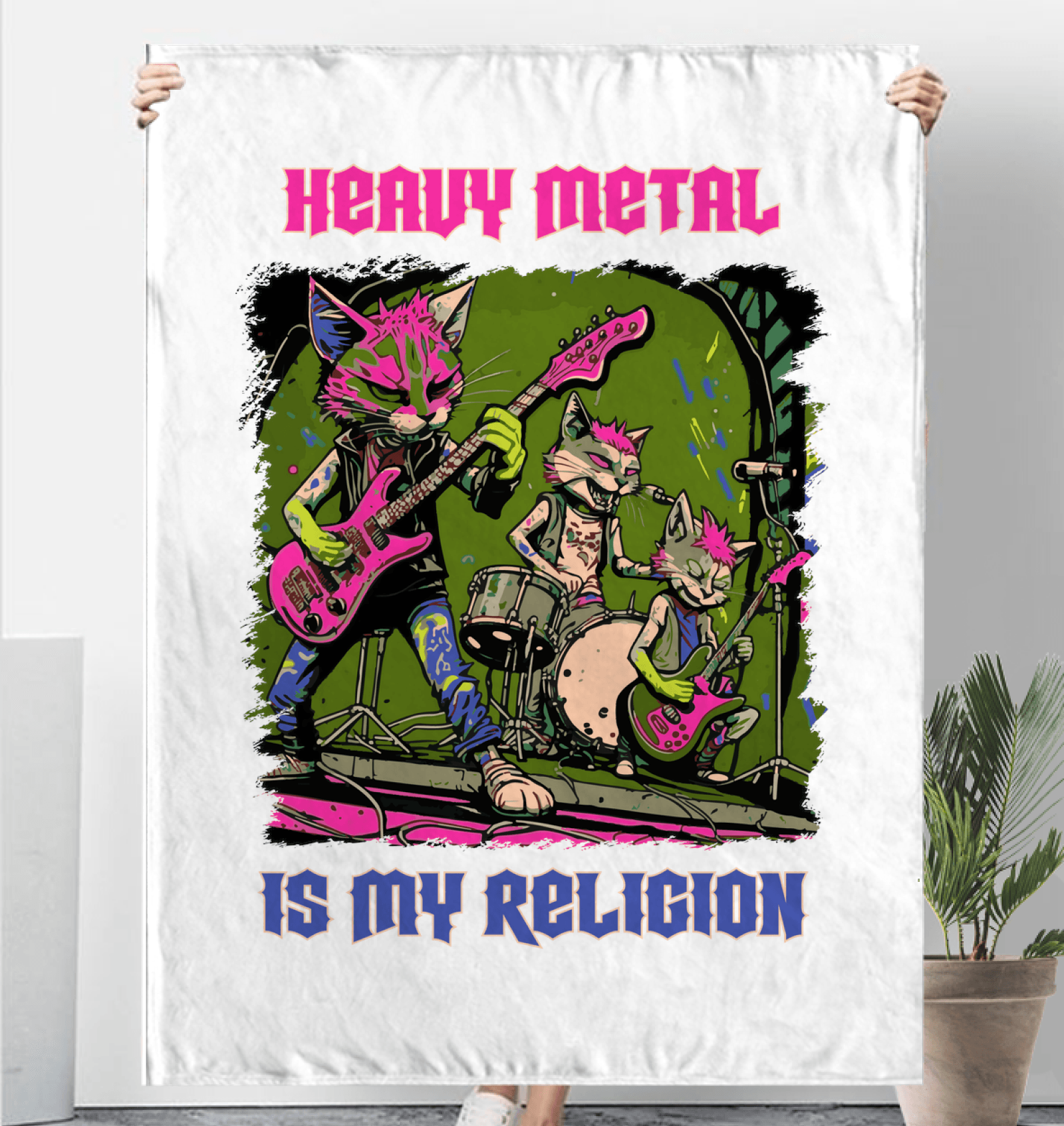 Heavy Metal Is My Religion Sherpa Blanket - Beyond T-shirts