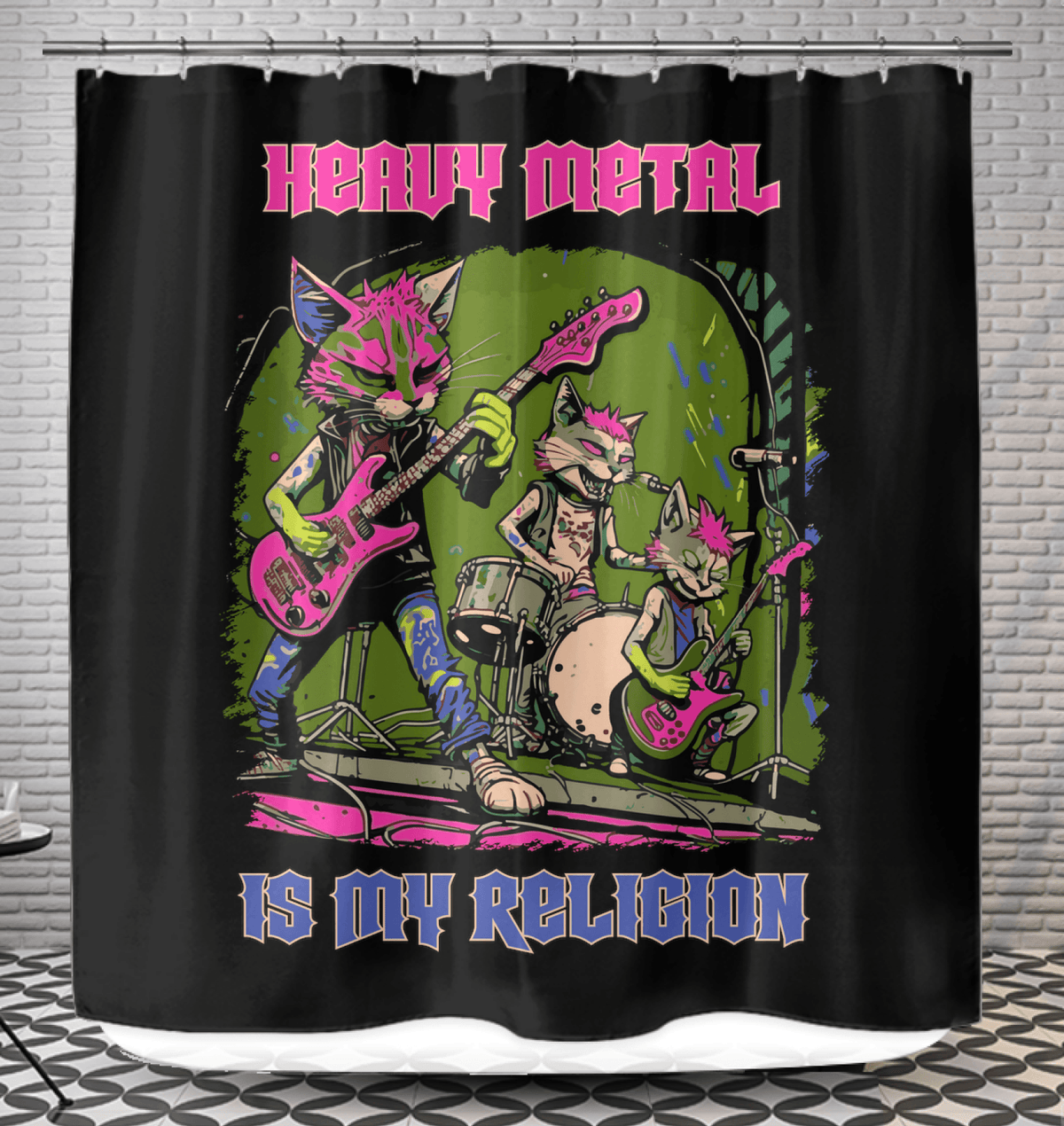 Heavy Metal Is My Religion Shower Curtain - Beyond T-shirts