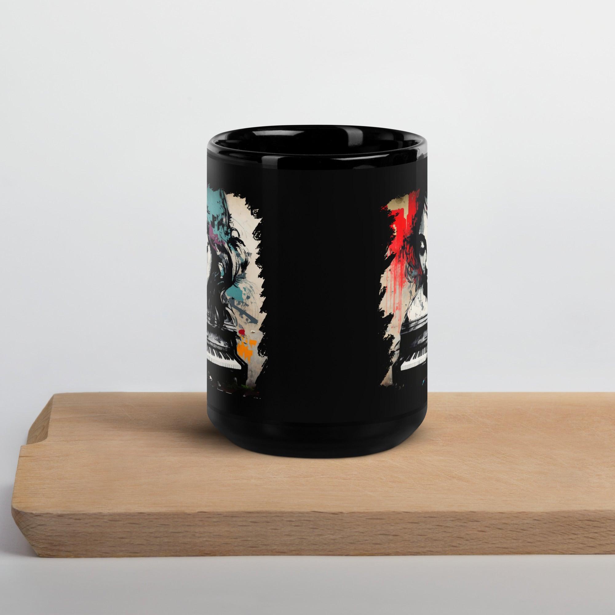 Her Fingers Sing Stories Black Glossy Mug - Beyond T-shirts