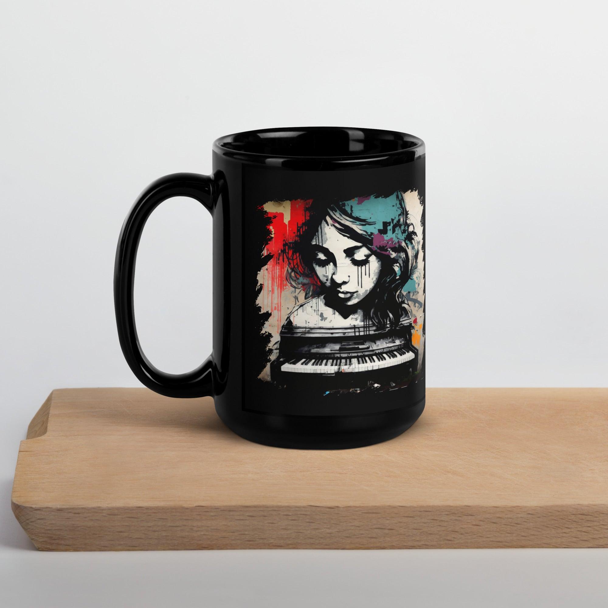 Her Fingers Sing Stories Black Glossy Mug - Beyond T-shirts