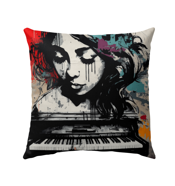 Her Fingers Sing Stories Outdoor Pillow - Beyond T-shirts