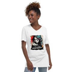 Her Fingers Sing Stories Unisex Short Sleeve V-Neck T-Shirt - Beyond T-shirts