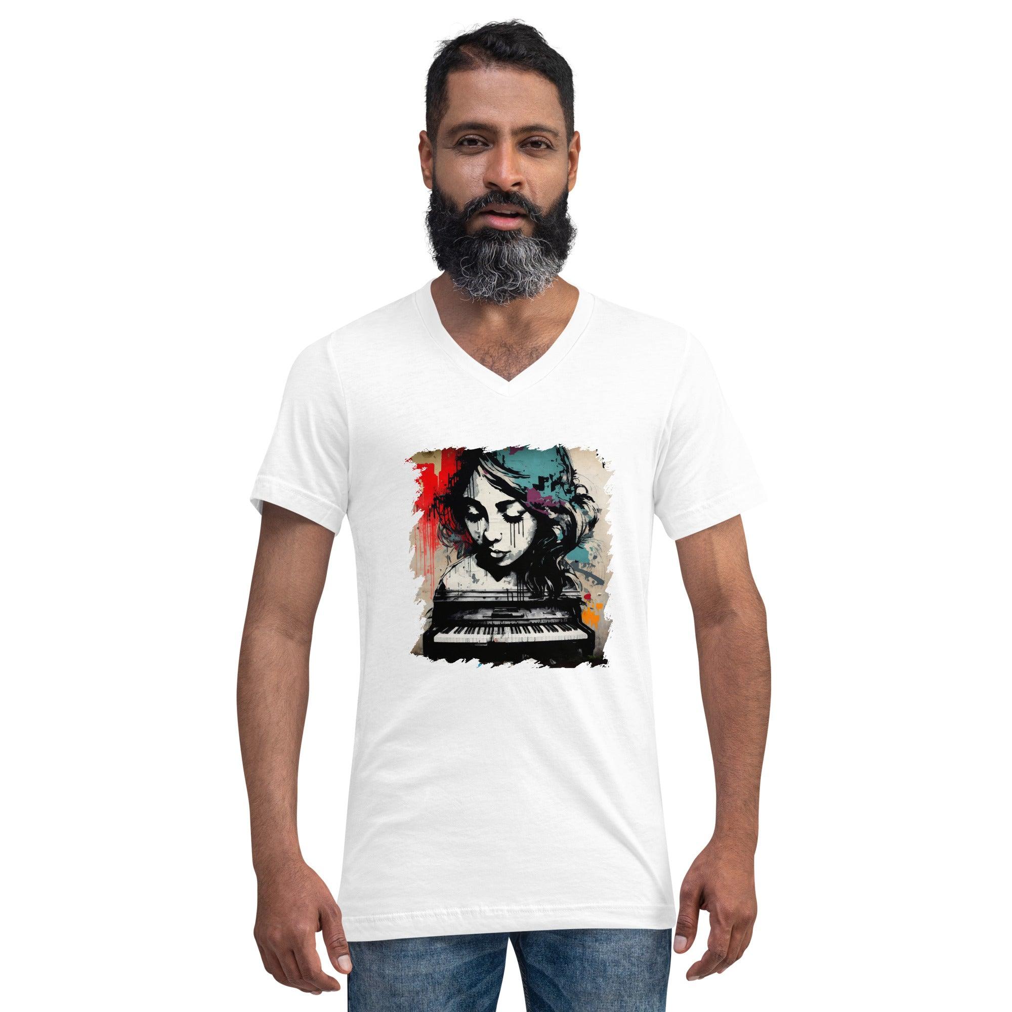 Her Fingers Sing Stories Unisex Short Sleeve V-Neck T-Shirt - Beyond T-shirts