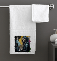 Her Heart Beats Music Bath Towel - Beyond T-shirts