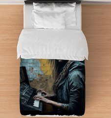 Her Heart Beats Music Duvet Cover - Beyond T-shirts