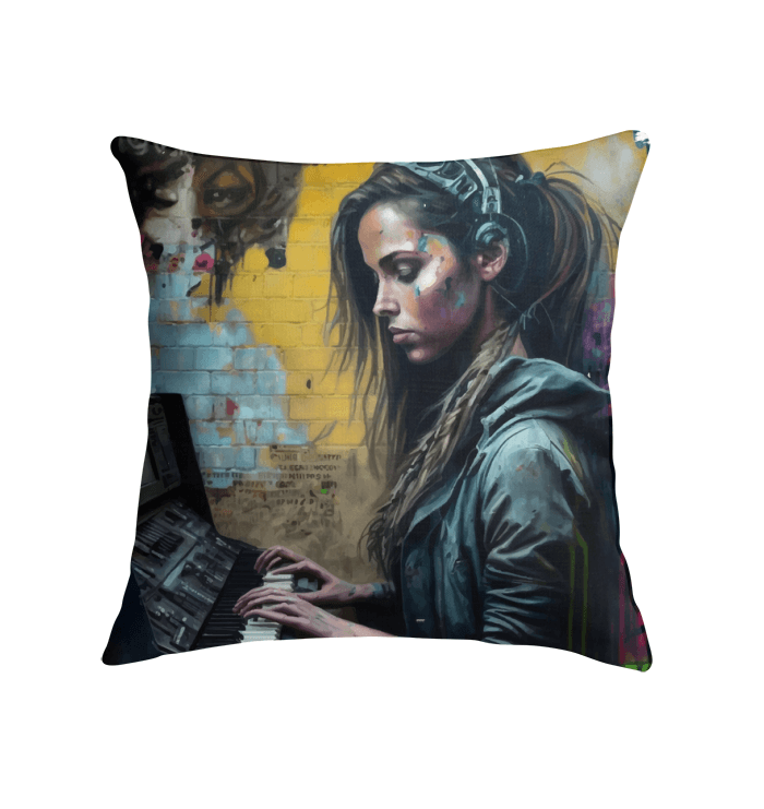 Her Heart Beats Music Indoor Pillow - Beyond T-shirts