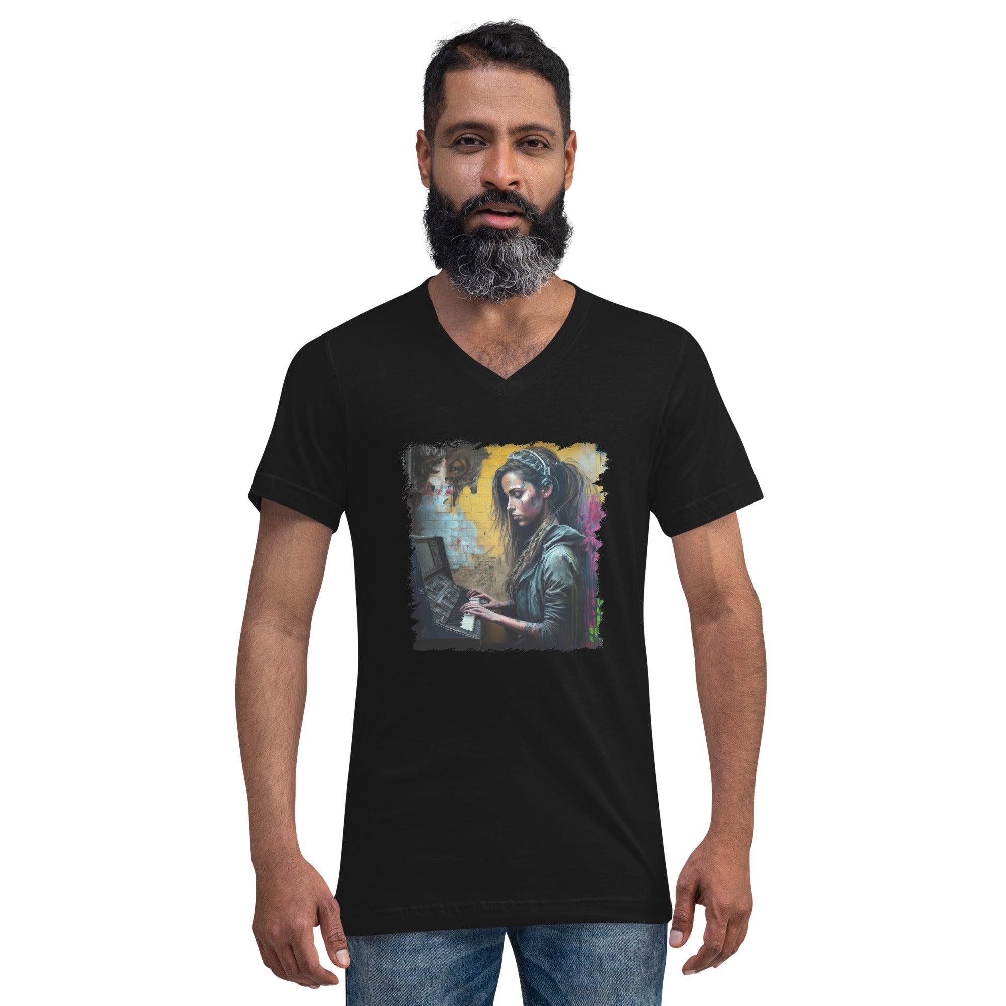 Her Heart Beats Music Unisex Short Sleeve V-Neck T-Shirt - Beyond T-shirts