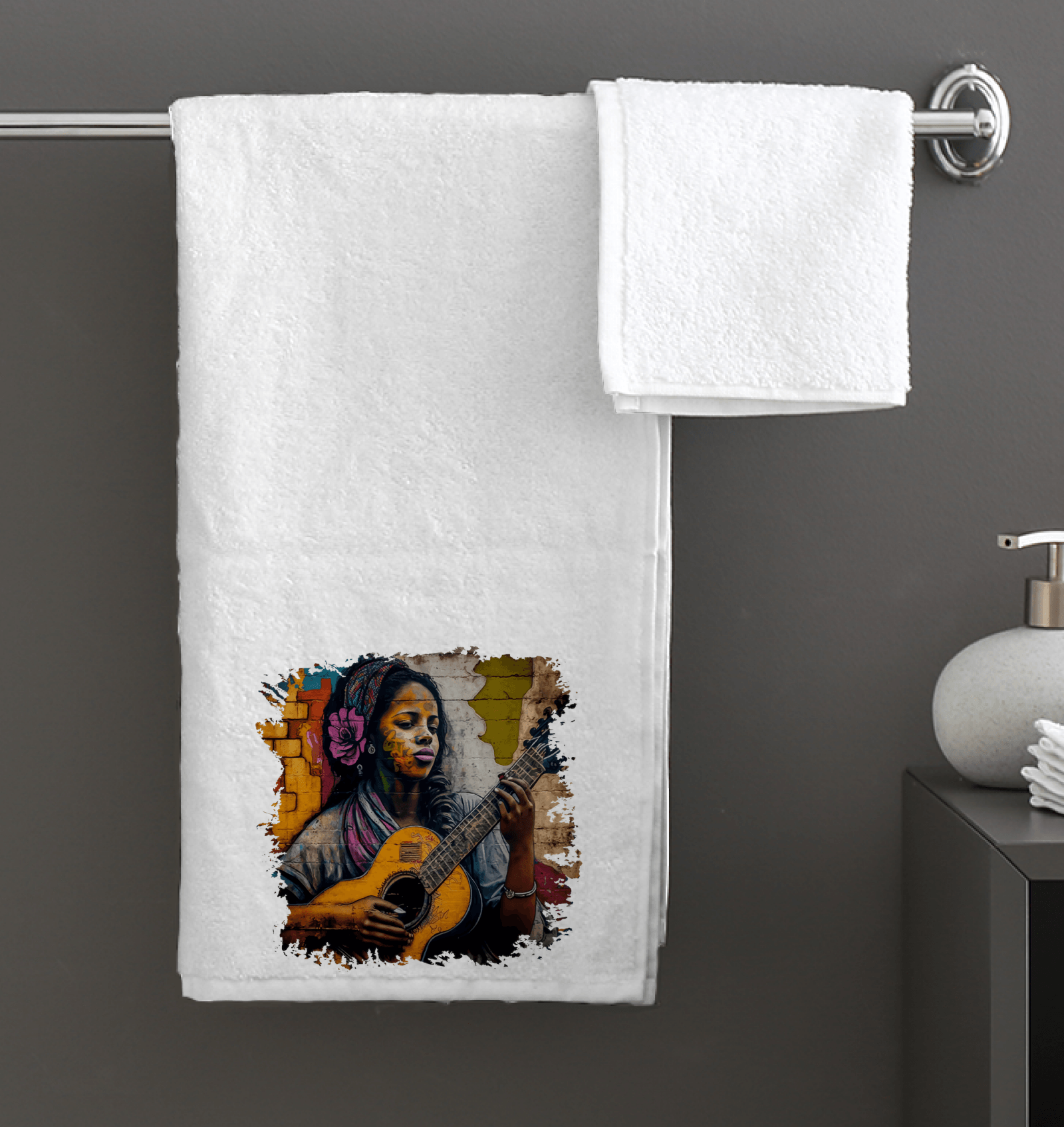 Her Music Is Poetry Bath Towel - Beyond T-shirts