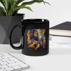 Her Music Is Poetry Black Glossy Mug - Beyond T-shirts