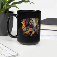 Her Music Is Poetry Black Glossy Mug - Beyond T-shirts