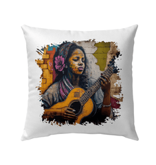 Her Music Is Poetry Outdoor Pillow - Beyond T-shirts