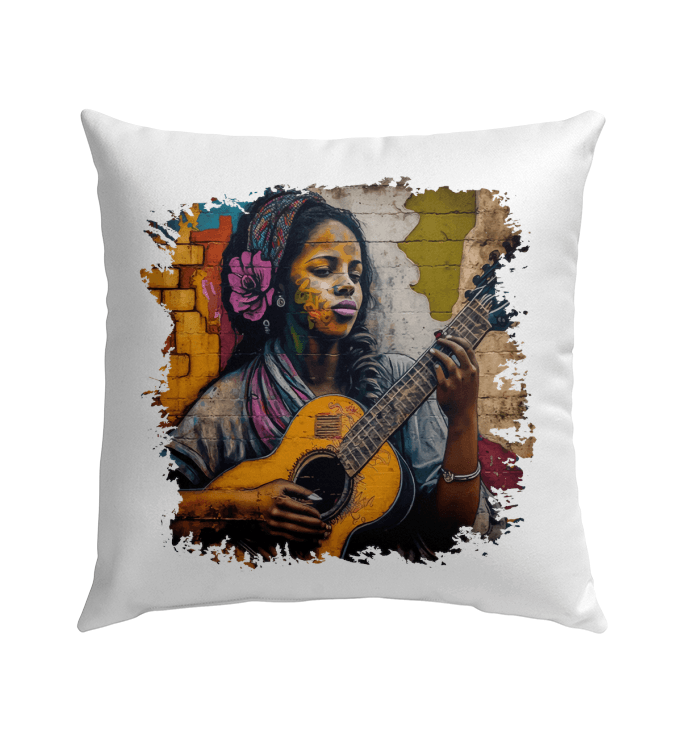 Her Music Is Poetry Outdoor Pillow - Beyond T-shirts