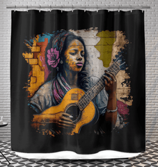 Her Music Is Poetry Shower Curtain - Beyond T-shirts