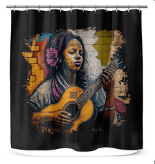 Her Music Is Poetry Shower Curtain - Beyond T-shirts