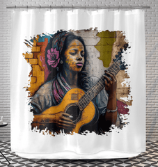 Her Music Is Poetry Shower Curtain - Beyond T-shirts