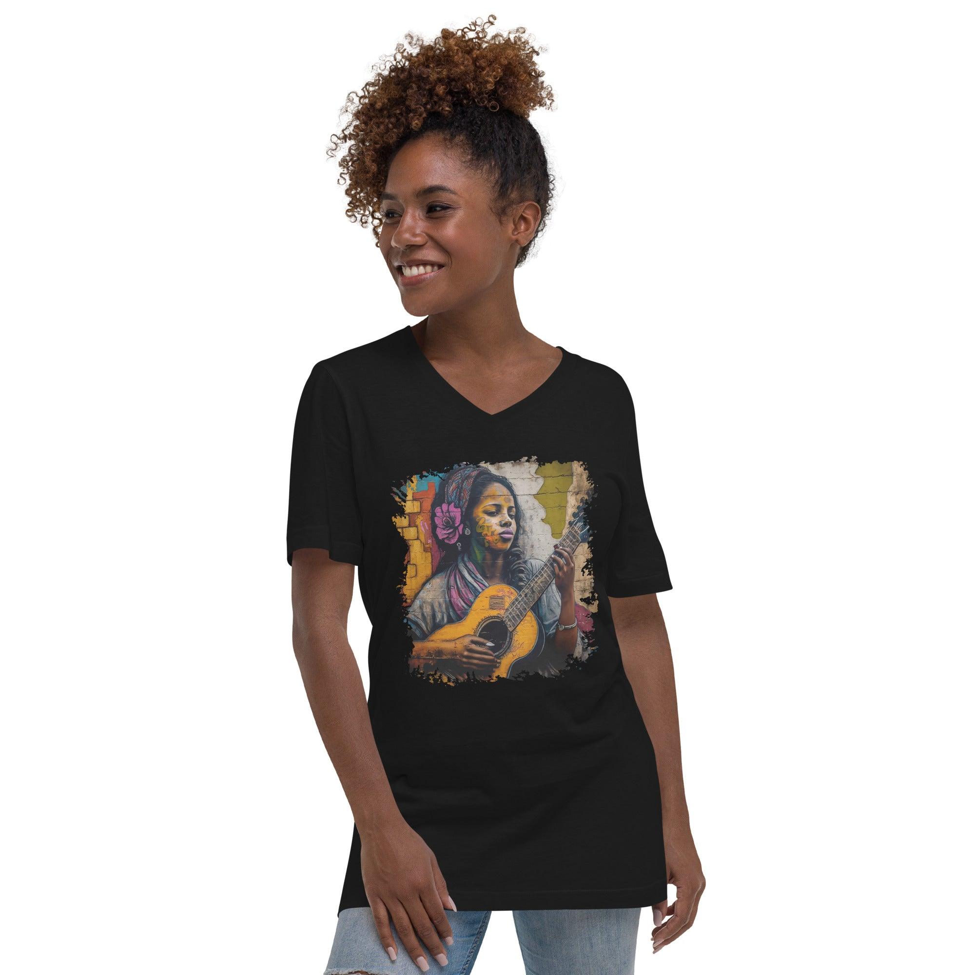 Her Music Is Poetry Unisex Short Sleeve V-Neck T-Shirt - Beyond T-shirts