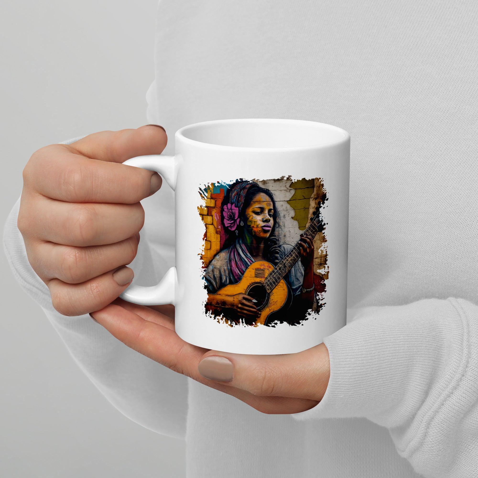 Her Music Is Poetry White Glossy Mug - Beyond T-shirts