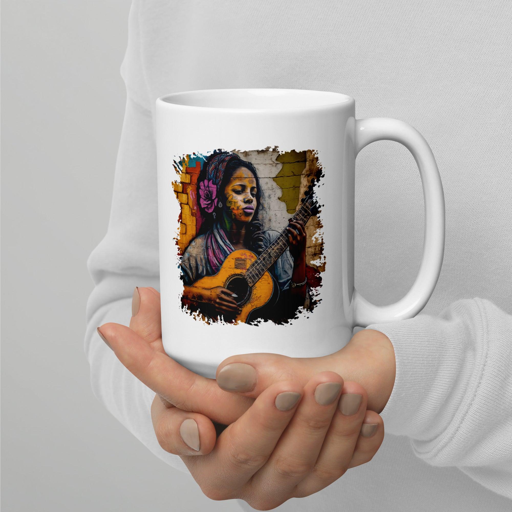 Her Music Is Poetry White Glossy Mug - Beyond T-shirts