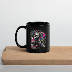 Black glossy mug with 'Inhale Confidence Exhale Doubt' inscription side view.