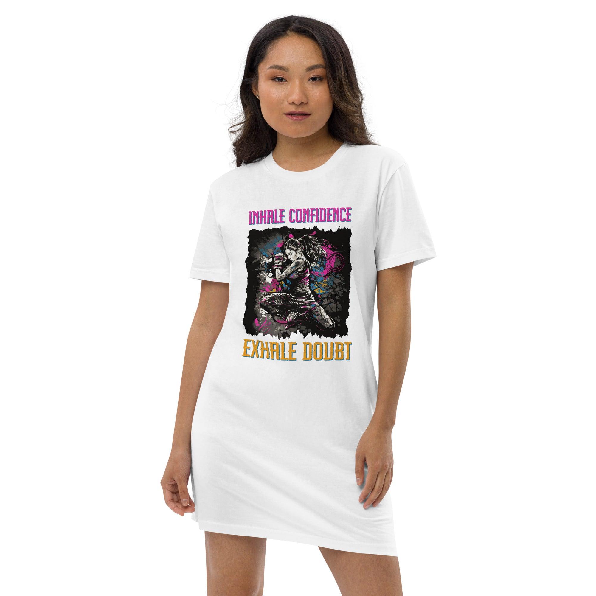 Inhale Confidence Exhale Doubt Organic Cotton T-shirt Dress - Beyond T-shirts