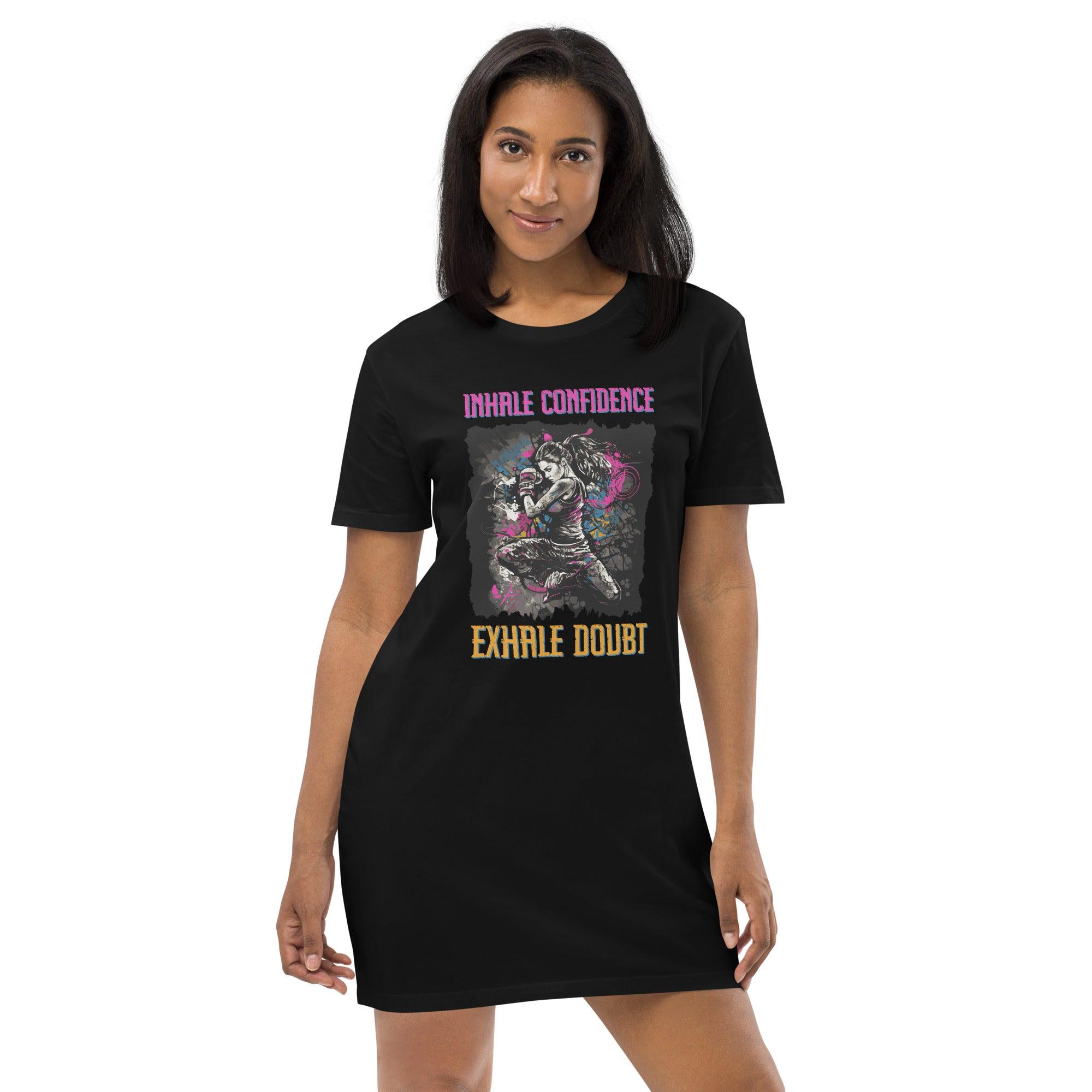 Inhale Confidence Exhale Doubt Organic Cotton T-shirt Dress - Beyond T-shirts
