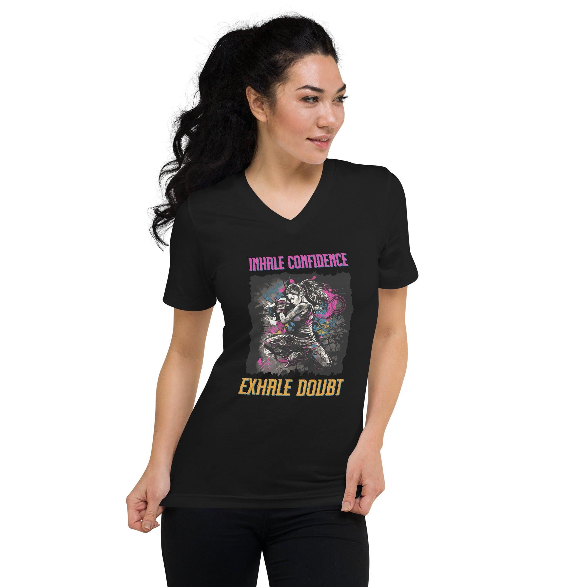 Inhale Confidence Exhale Doubt Unisex Short Sleeve V-Neck T-Shirt - Beyond T-shirts