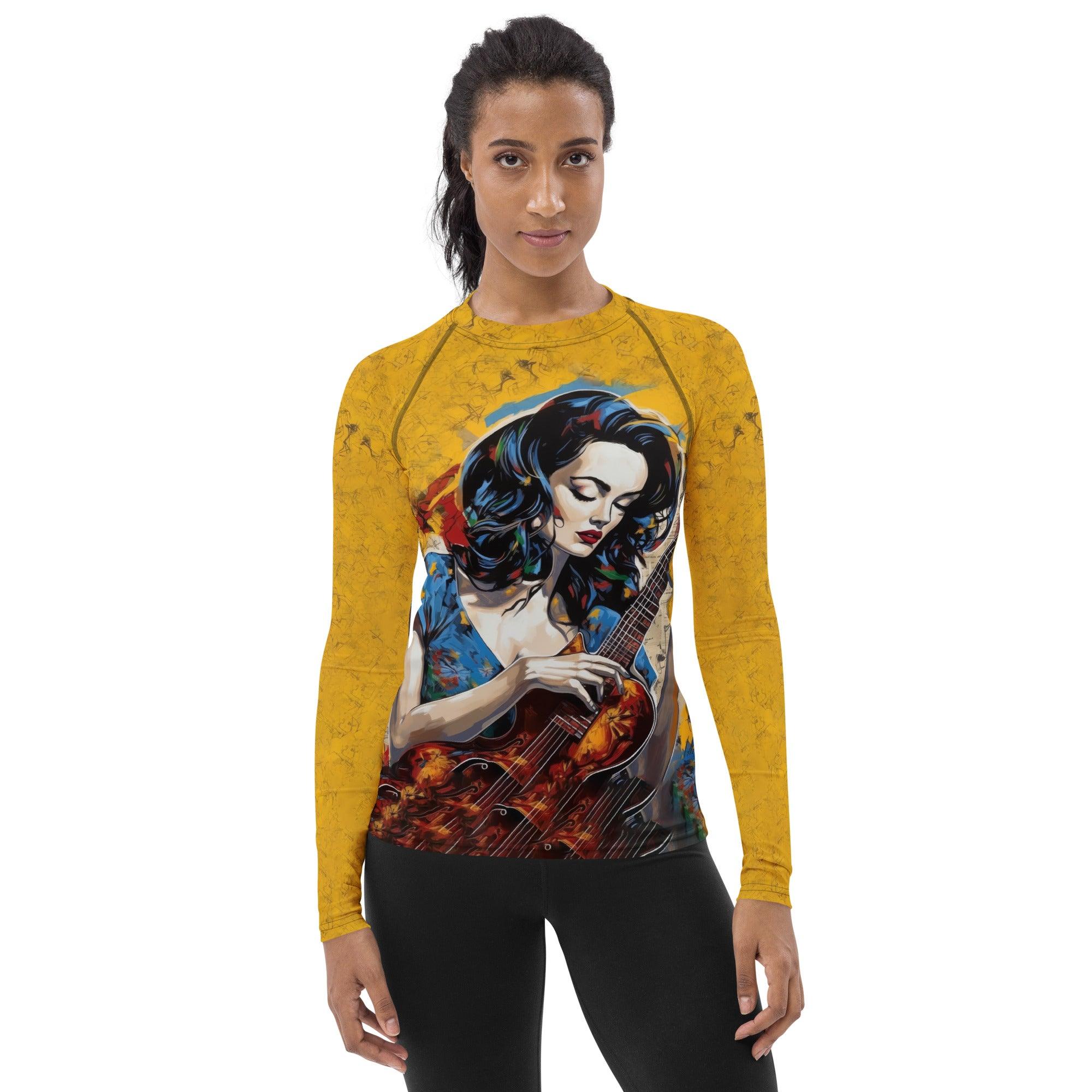 Just a Guitarist Women's Rash Guard Twin - Front View