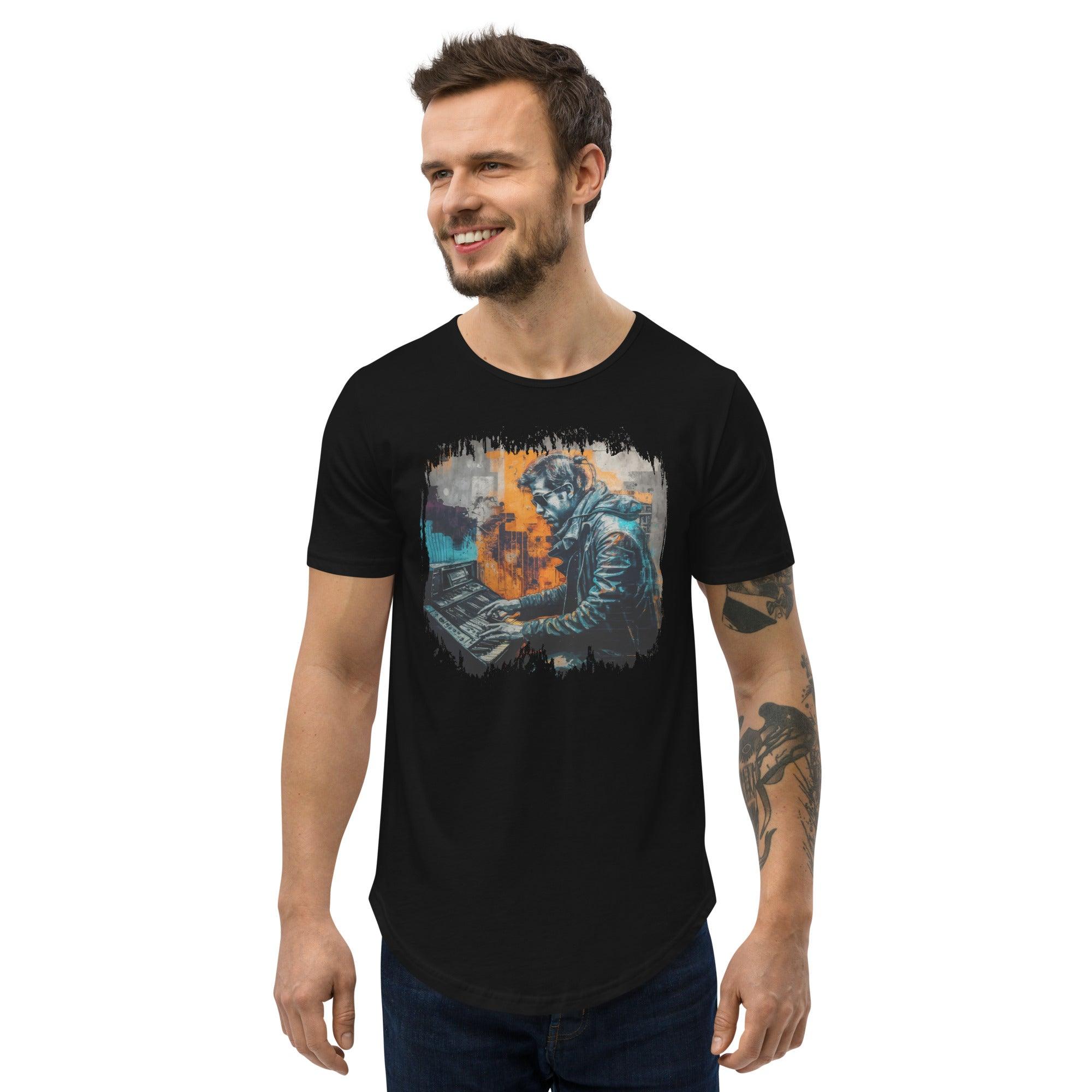 Keyboard Sorcery At Play Men's Curved Hem T-Shirt - Beyond T-shirts