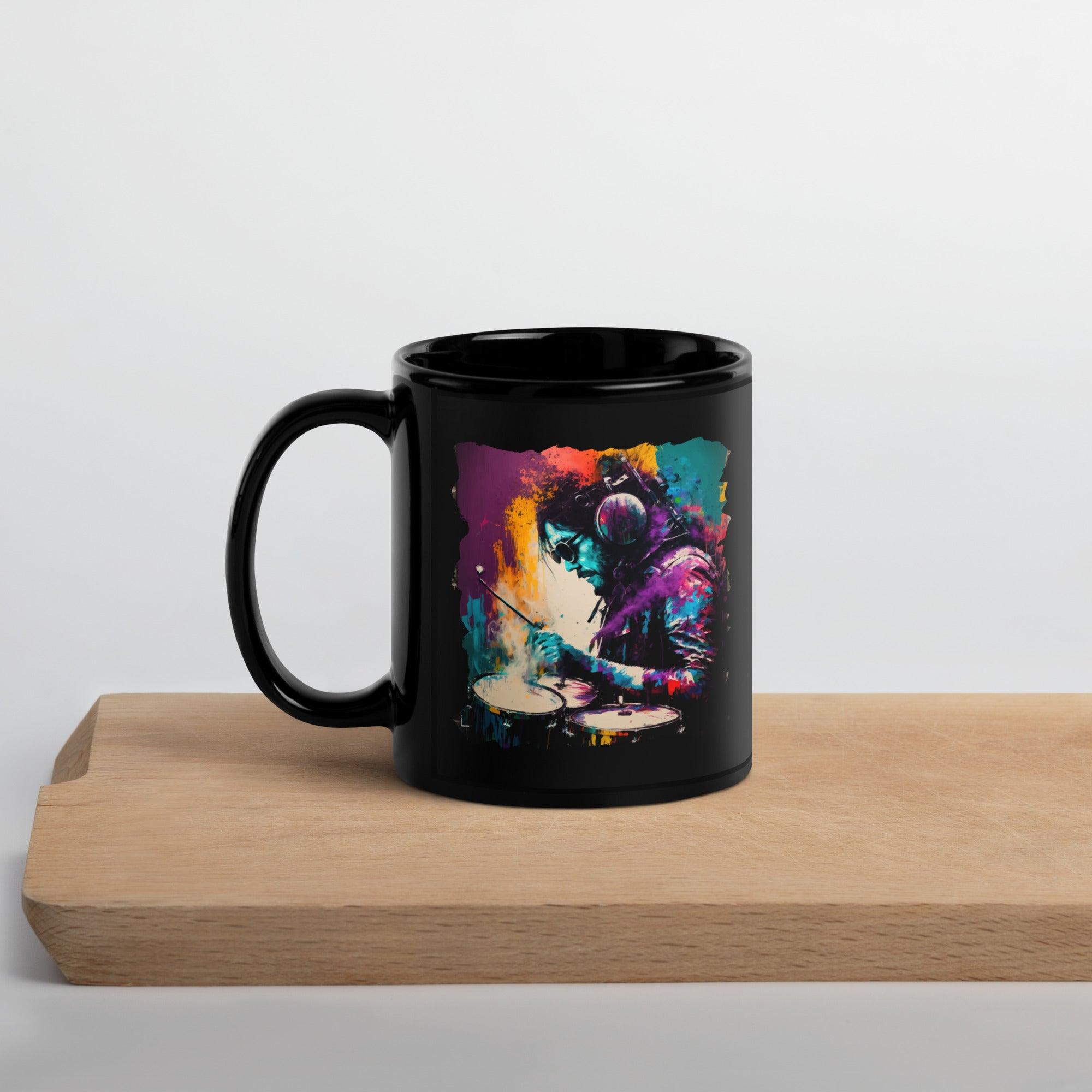 Killing It On Drums Black Glossy Mug - Beyond T-shirts