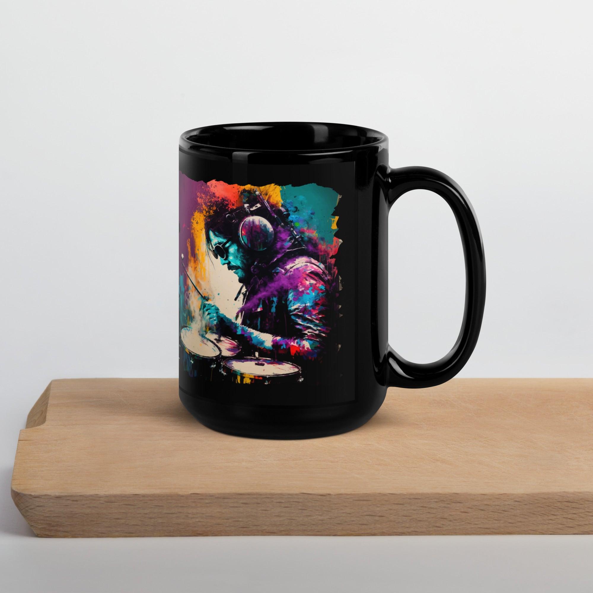 Killing It On Drums Black Glossy Mug - Beyond T-shirts