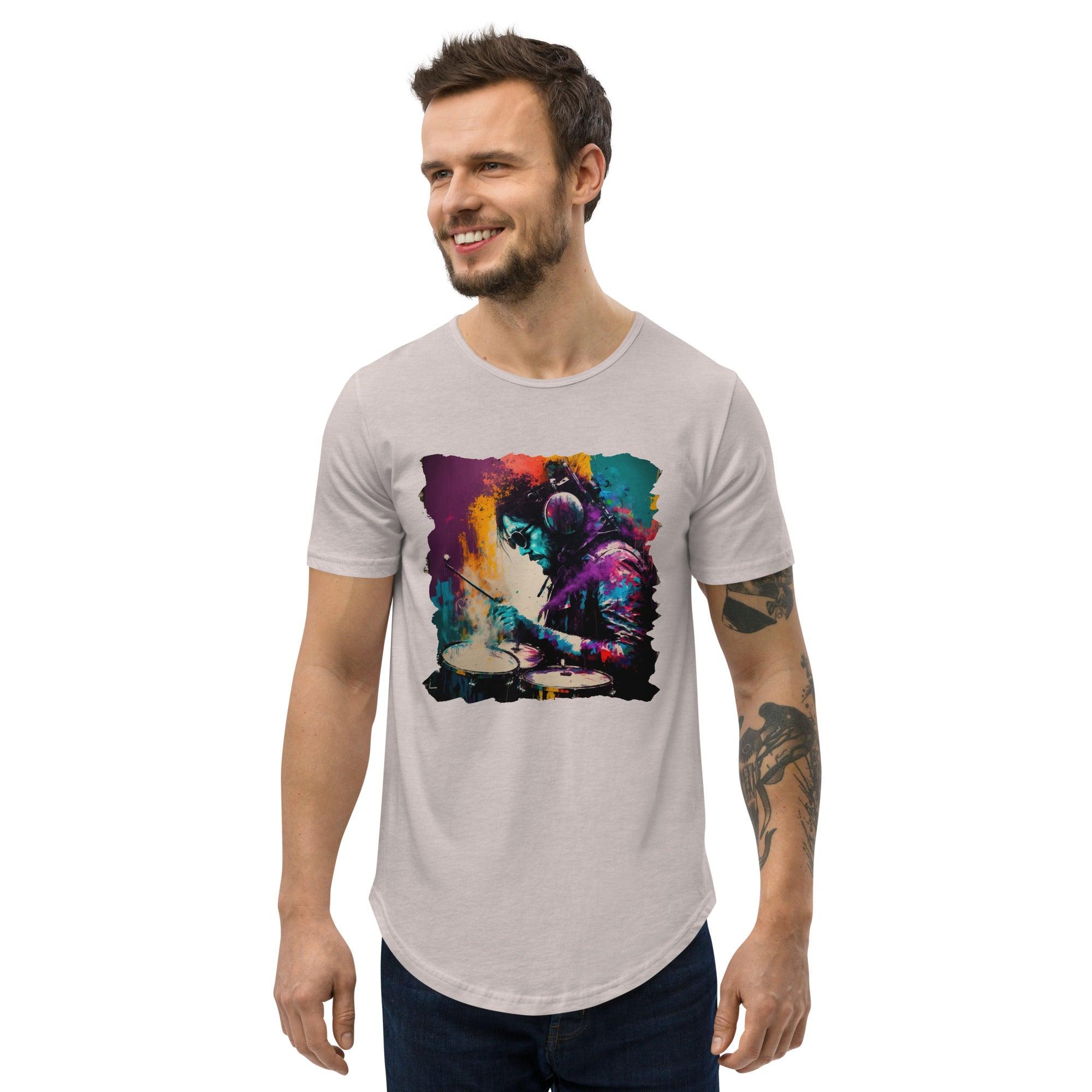 Killing It On Drums Men's Curved Hem T-Shirt - Beyond T-shirts