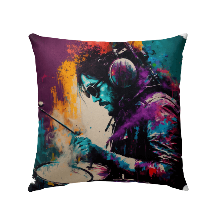 Killing It On Drums Outdoor Pillow - Beyond T-shirts