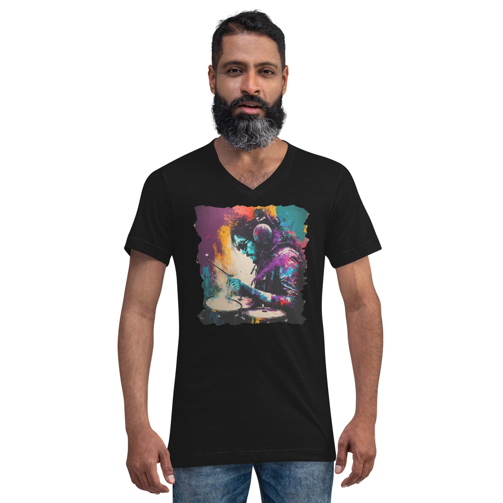 Killing It On Drums Unisex Short Sleeve V-Neck T-Shirt - Beyond T-shirts