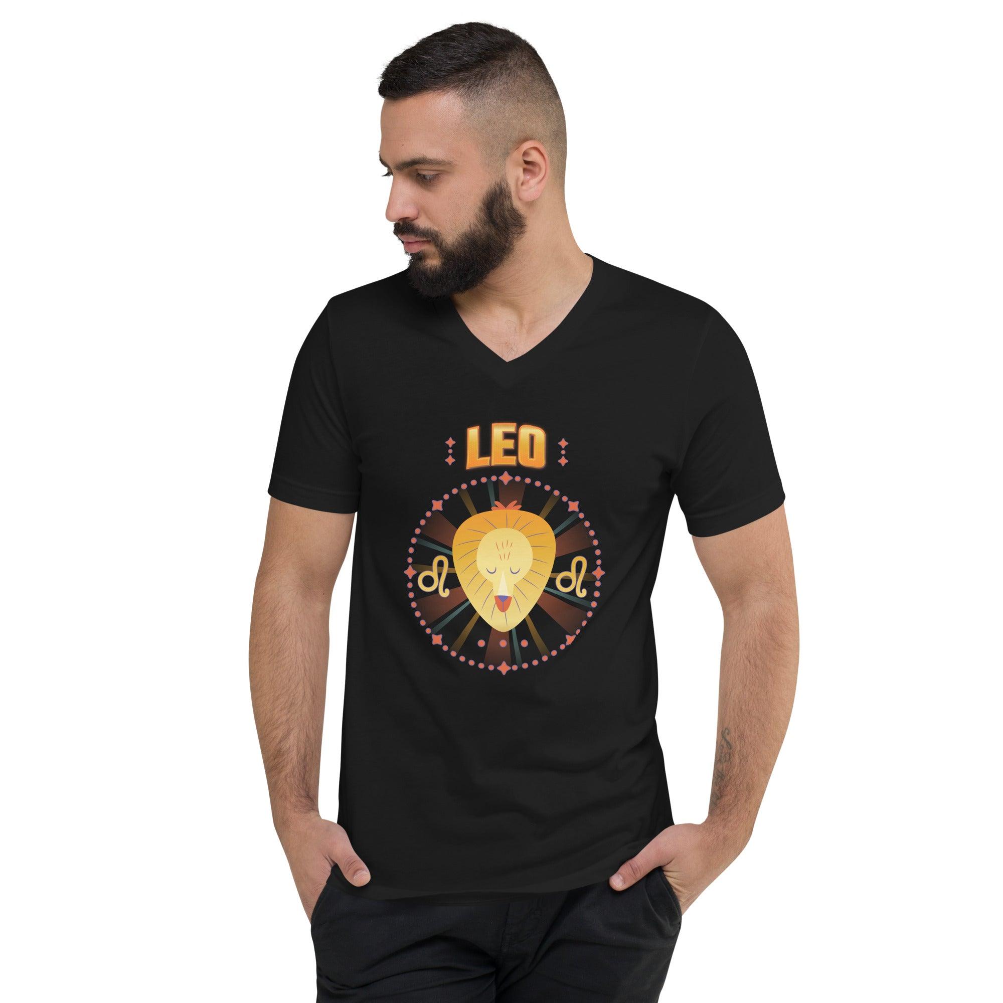 Leo Unisex Short Sleeve V-Neck T-Shirt | Zodiac Series 1 - Beyond T-shirts