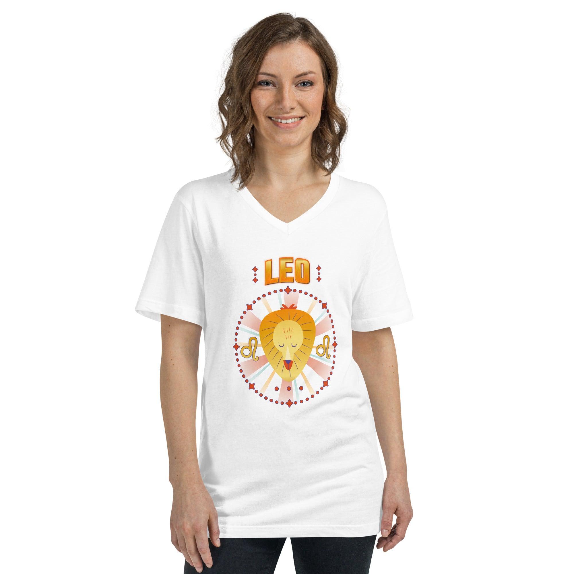 Leo Unisex Short Sleeve V-Neck T-Shirt | Zodiac Series 1 - Beyond T-shirts