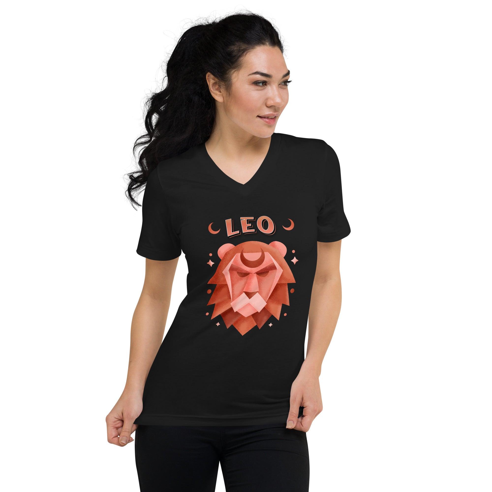 Leo Unisex Short Sleeve V-Neck T-Shirt | Zodiac Series 2 - Beyond T-shirts