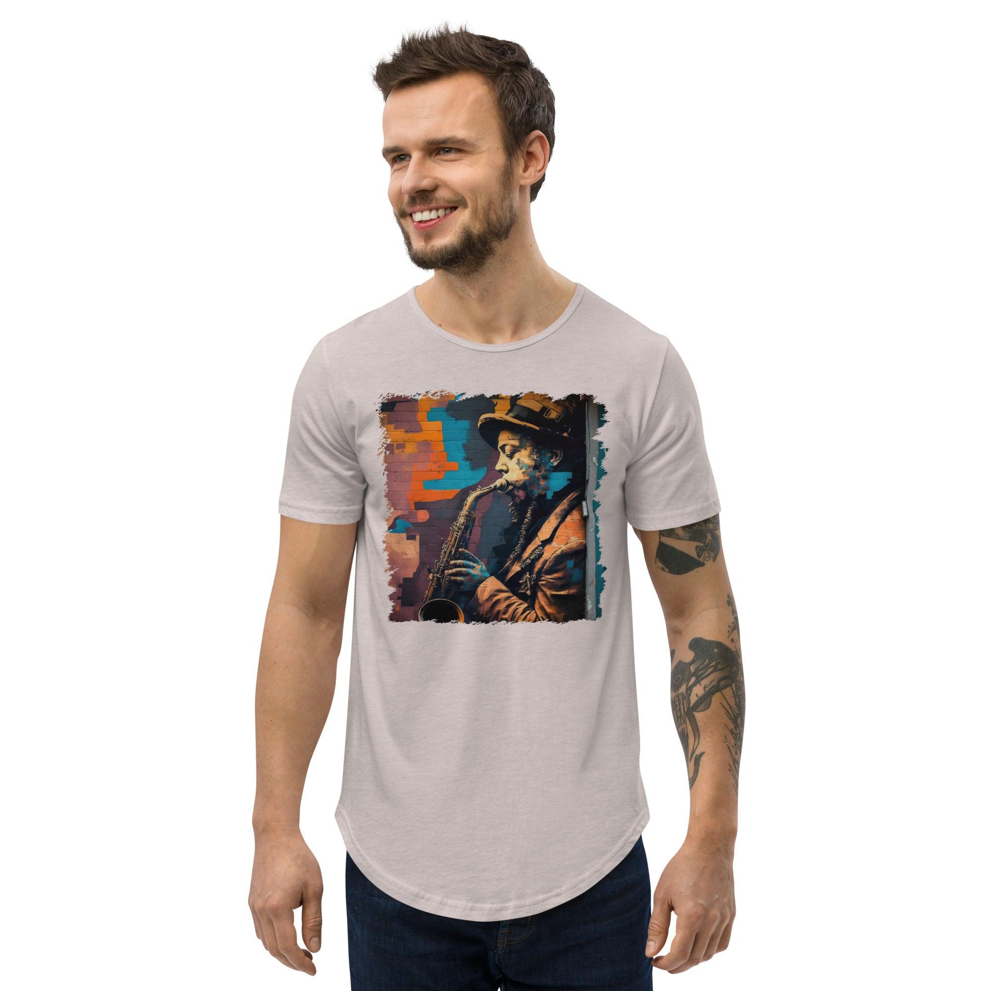 Let The Sax Speak Men's Curved Hem T-Shirt - Beyond T-shirts