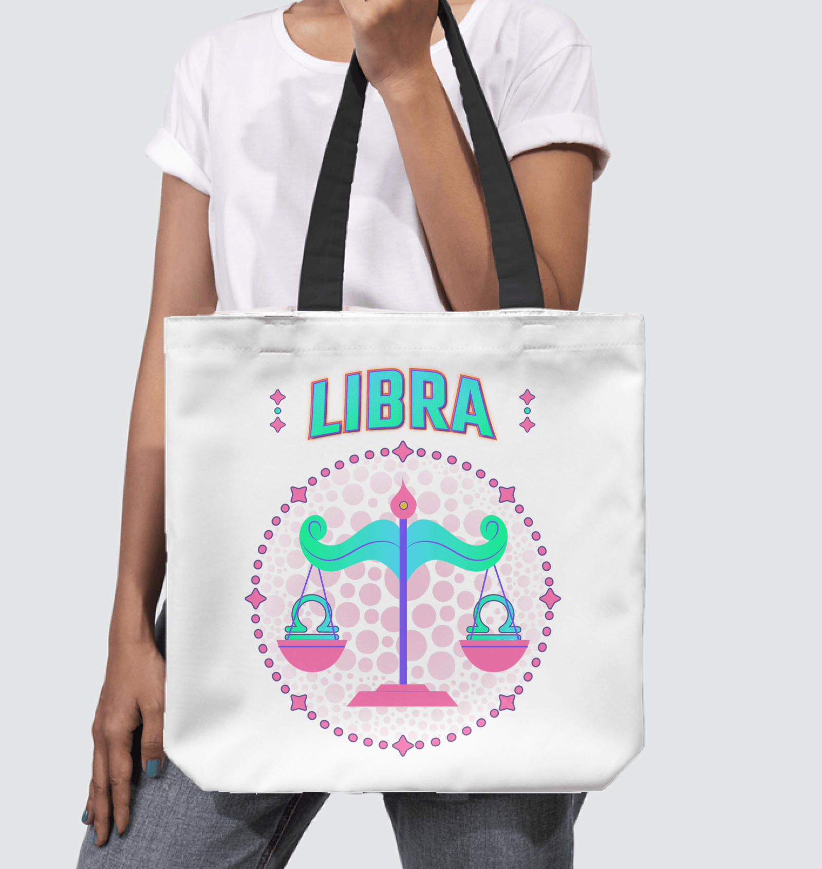 Libra Basketweave Tote Bag | Zodiac Series 1 - Beyond T-shirts