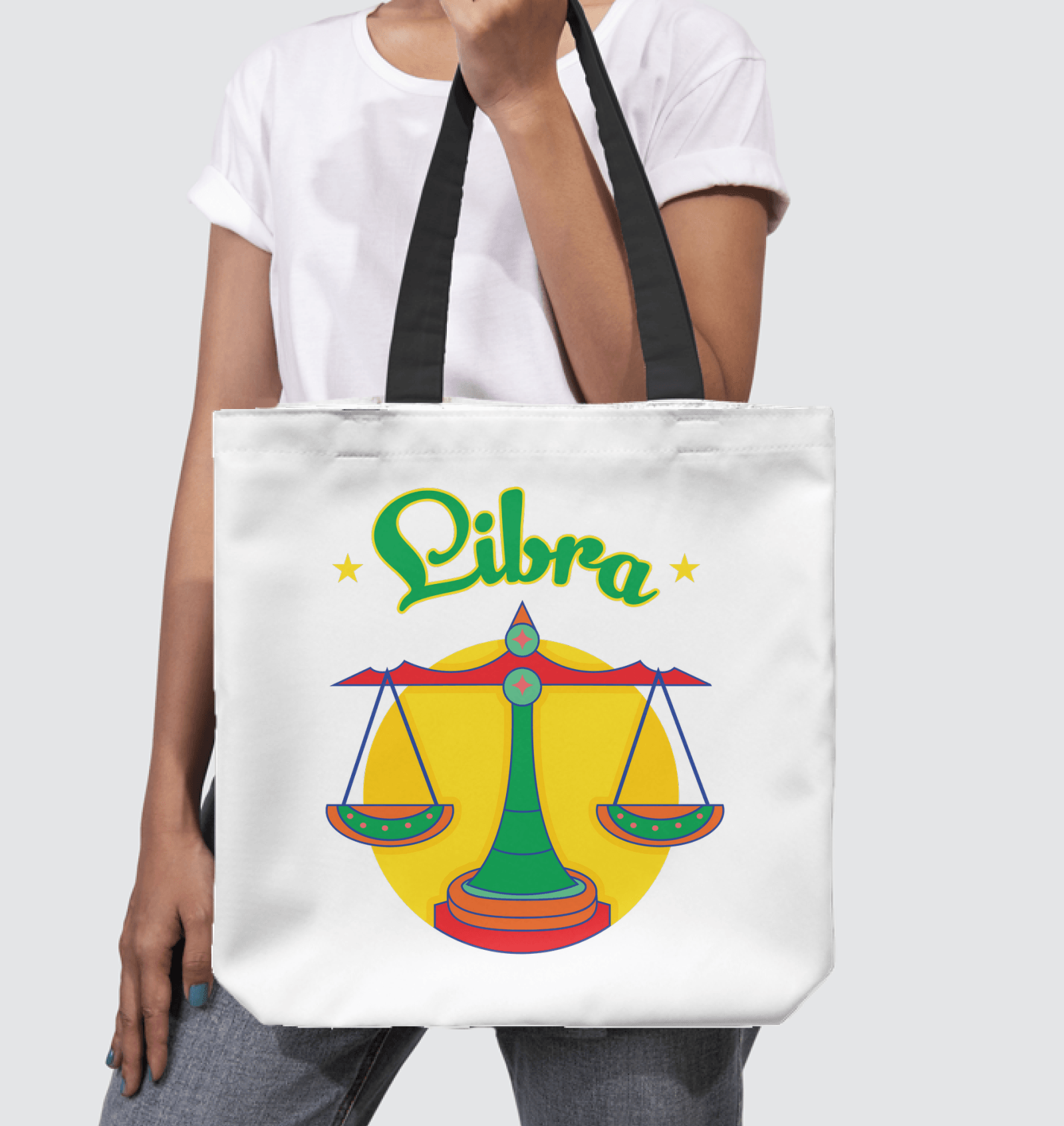 Libra Basketweave Tote Bag | Zodiac Series 5 - Beyond T-shirts